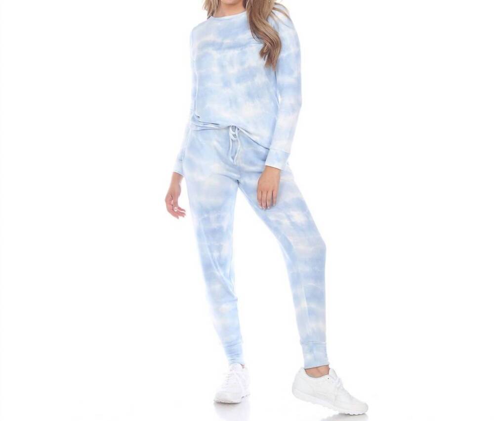 NEW ROUDELAIN drop shoulder hoodie and slim leg pant lounge set in delicate tie